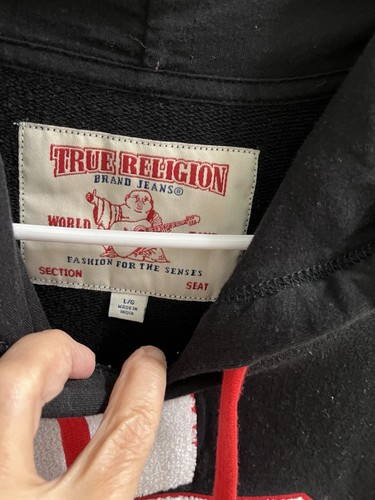 True Religion Classic Buddha Sweatshirt L Pull Over Hoodie Drawstring World Tour - Picture 3 of 10
