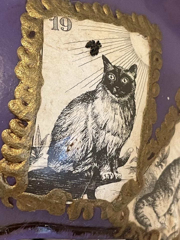 Masquerade Cat Mask Purple Gold Decorated with Cat Stamps Decorative Wall Hanger - Image 4 of 4