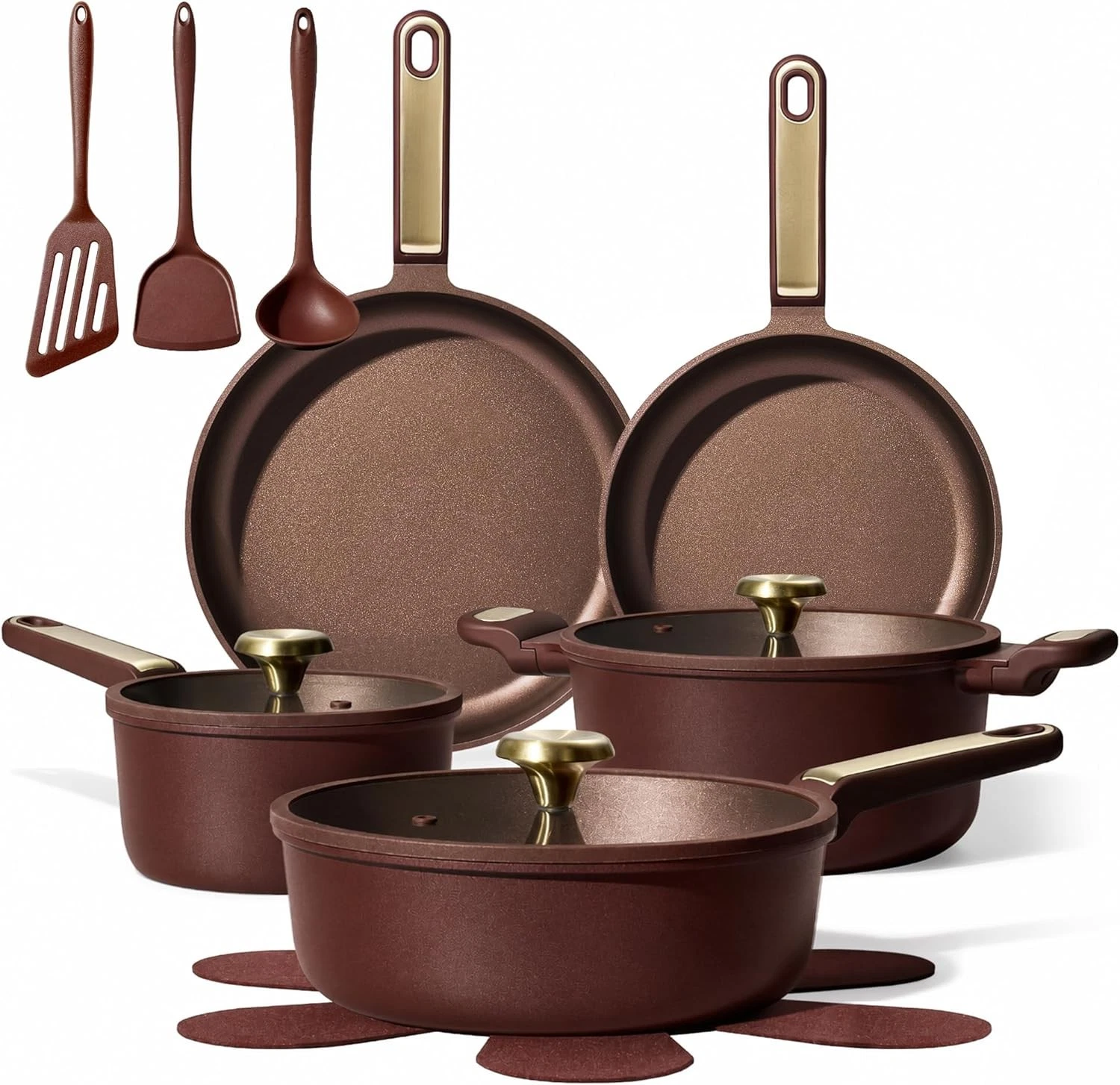 16pc Non Toxic Nonstick Cookware Wine Red
