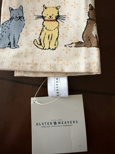 Vintage Ulster Weavers "Cat Walk" Küchentuch, bunte Mehrrassen-KATZEN mit Etikett - Bild 6 von 8