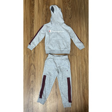Champion Boy's 2 Piece Hoodie Jogger Pants Set Gray/Burgundy - Size 6