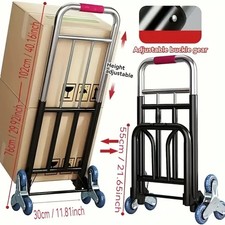 330 lbs Stair Climbing Cart Heavy Duty Folding Hand Truck Dolly 6 Wheels  Ropes