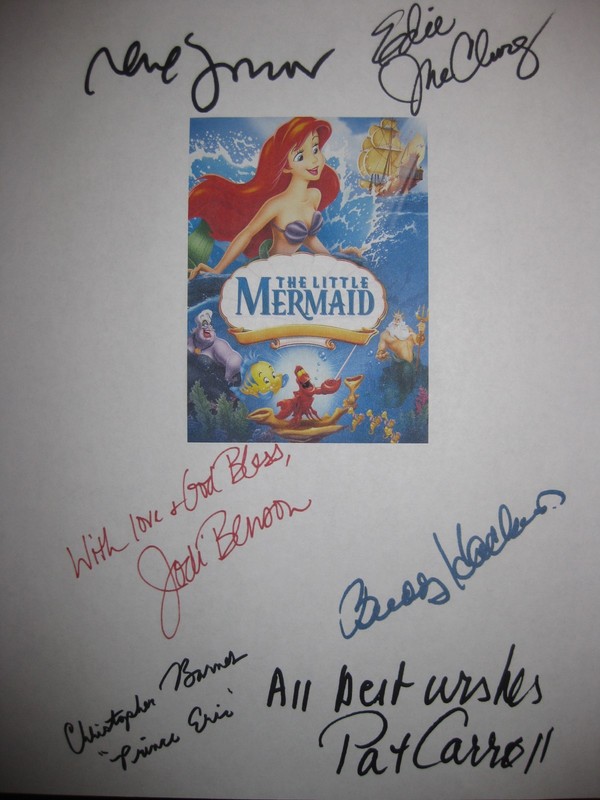 The Little Mermaid Signed Film Script Jodi Benson Buddy Hackett Pat Carroll rpnt