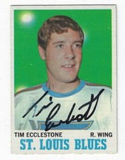Autographed 1970-71 Topps TIM ECCLESTONE St. Louis Blues Card #102 w/COA