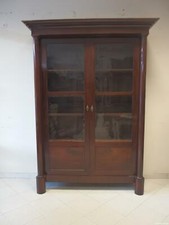LIBRERIA A DUE PORTE IN MOGANO CON COLONNE PIENE STILE IMPERO EPOCA PRIMI 800