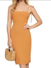 NEW Reformation sz 8 Jasper Crepe Tie Strap Midi Dress Marigold Yellow $198