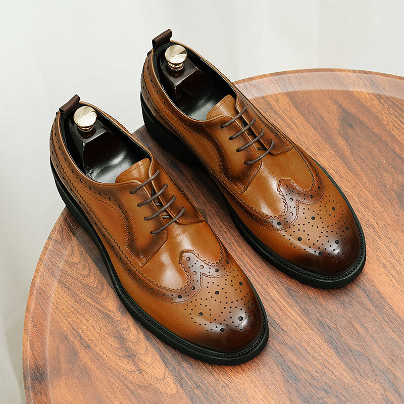 SAOLA Oxford suola spessa uomo business autunno inverno punta tonda stringate alari brogues