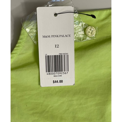 CROWN & IVY Girls A-Line Summer Dress Size 12 Lime Cotton Keyhole Embroidery NWT - Picture 10 of 13