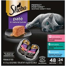 new Perfect Portions Wet Cat Food Pat Variety Pack, 2.6 oz., 24 Twin-Pack Tray