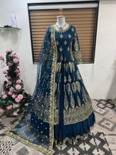 Indian Designer Blue Faux Georgette Top Lehenga With Dupatta For Women