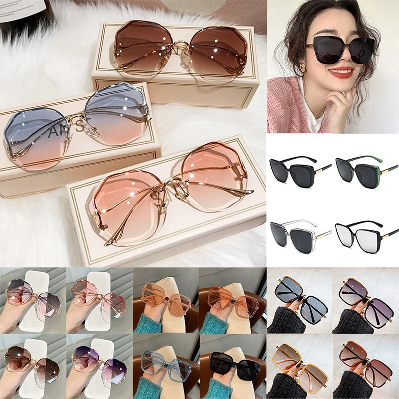 UV400 Luxury Rimless Sunglasses Women Ladies Fashion Oversize