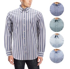 Men's Slim Fit Long Sleeve Button Down Collar Patterned Classic Dress Shirt