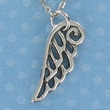 ANGEL WING Necklace on Cable Chain or Charm Only Pewter Angels Fantasy Religion