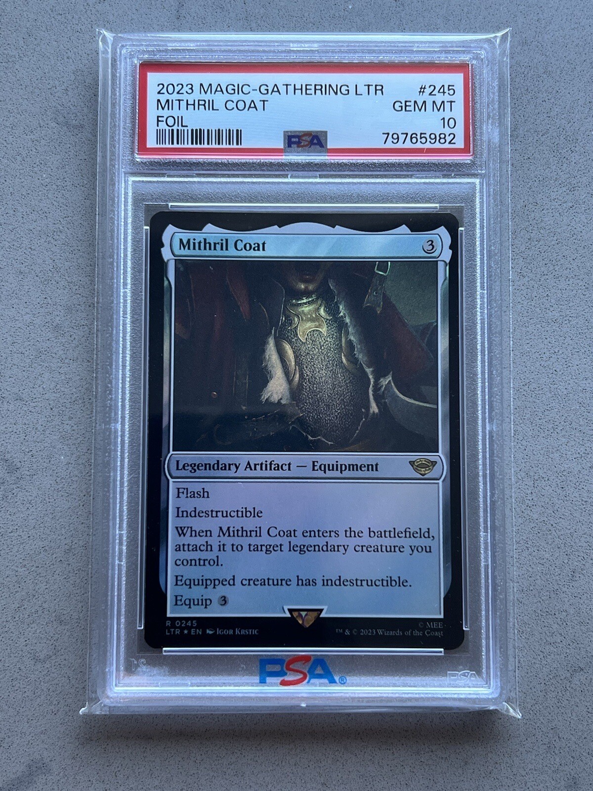 PSA 10 - MTG Lord of the Rings R 0245 LTR Mithril Coat FOIL Card #245 GEM MINT