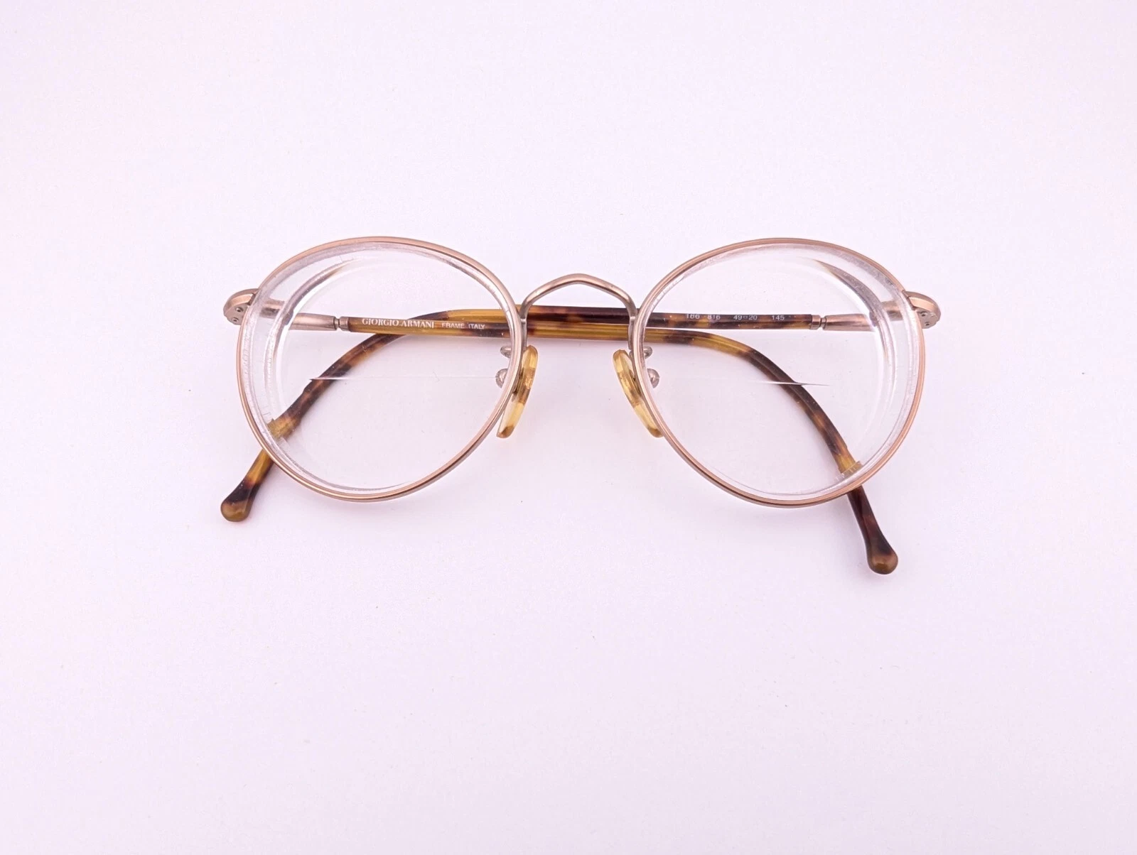 Giorgio Armani Eyeglasses, Frames Only, 186 816 Go 49 20 145, Metal, Italy