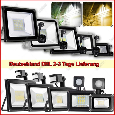 DEPMOG LED Fluter Flutlicht mit Bewegungsmelder mit Stecker Außen Strahler Baustrahler