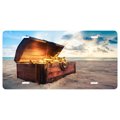 Pirate Ship ''Island Chest'' Front novelty vanity license plate - Wall Art -