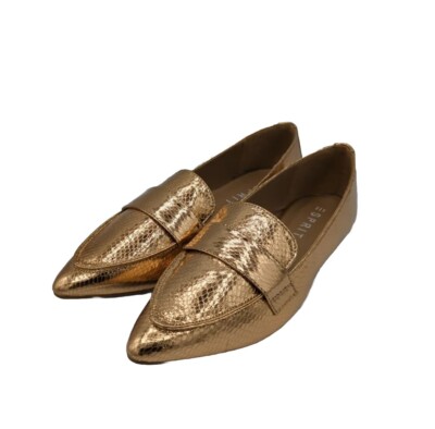 Esprit Slip On Loafer Women's 8.5 M Gold Metallic Casual Shoe Jaine Comfort Shoe