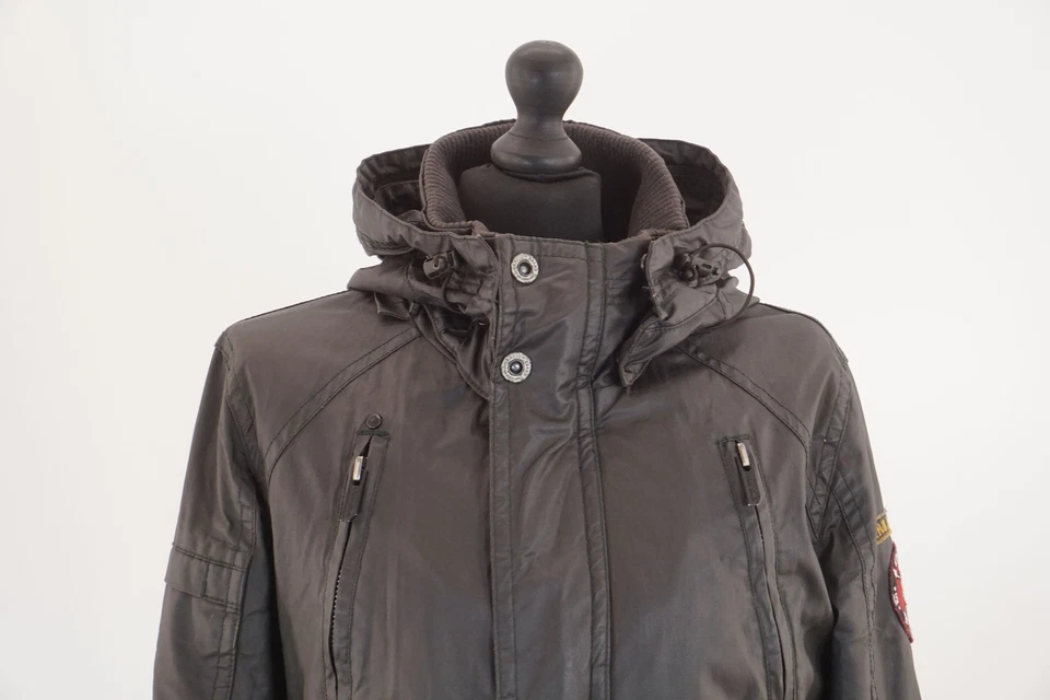 Khujo Herren Jacke Morse M braun dunkelbraun Kapuze beschichtet Baumwolle A1287 - Bild 2 von 4