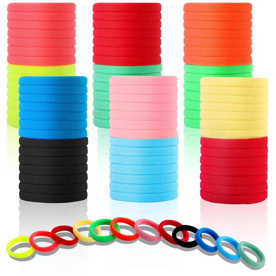 120Pcs Elastic Ponytail Holders,No Damage Cotton Hair Ties for Women Thick Hair - Image 2 of 4
