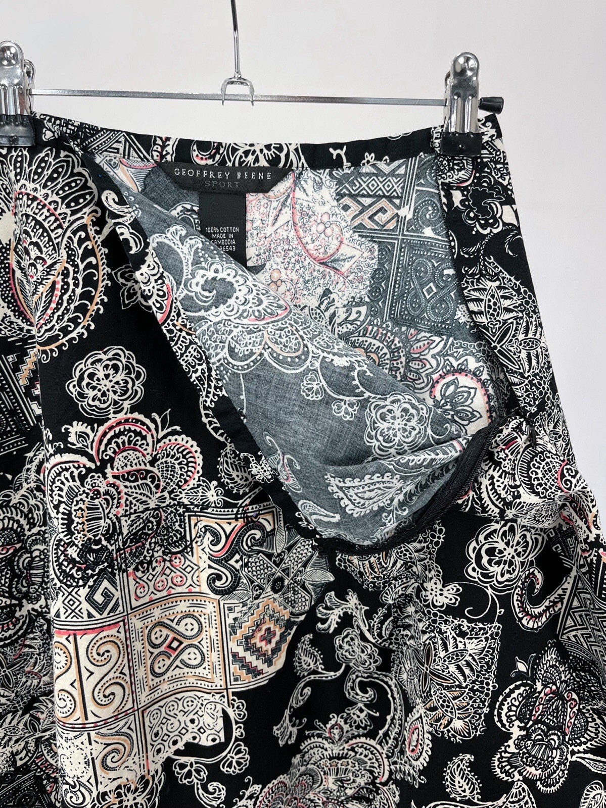Y2K Geoffrey Beene Multi Pattern Flared Midi Skir… - image 6