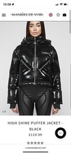 Maniere De Voir Xs Black Puffer Jacket High Shine