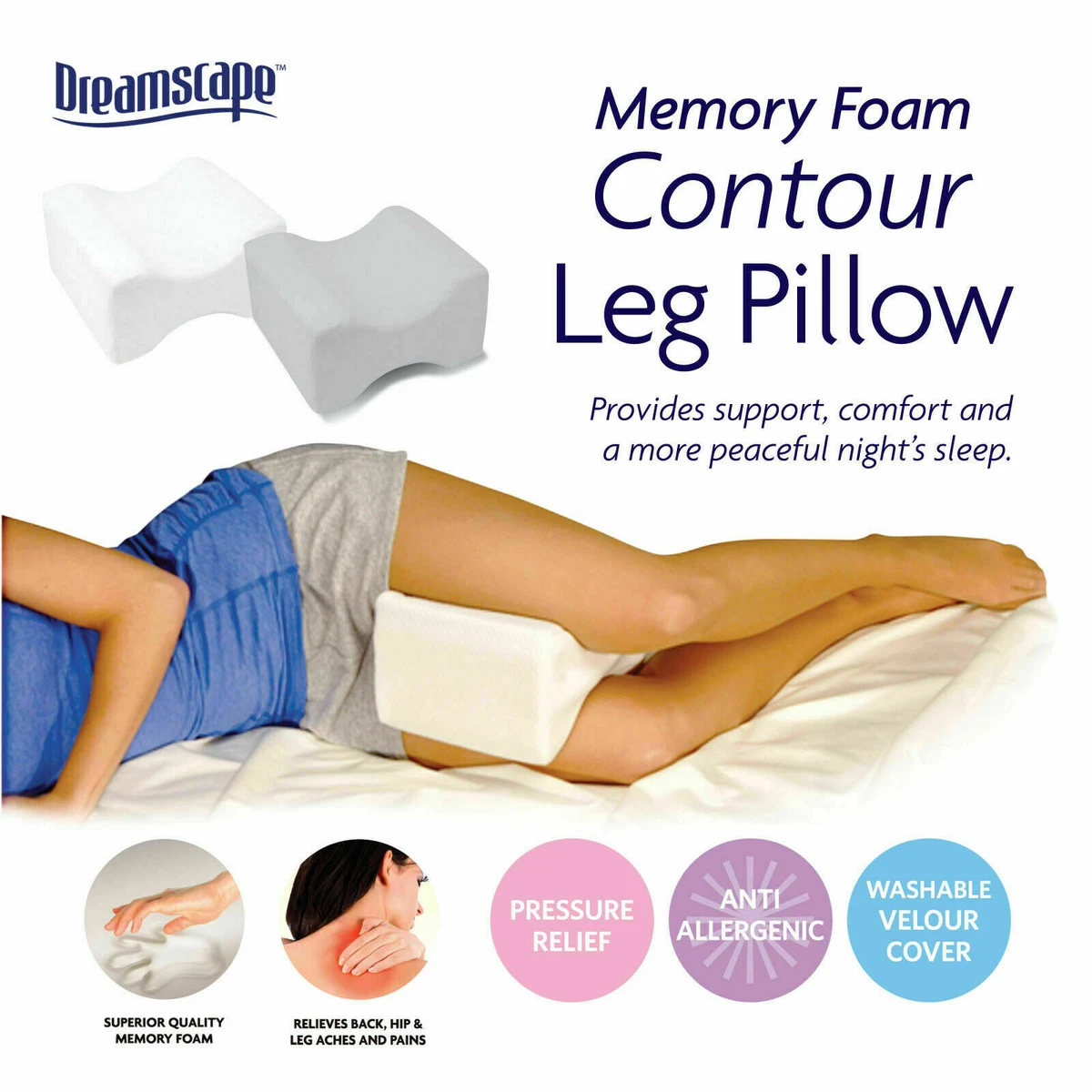 BST Orthopedic Leg Pillow Memory Foam Ergonomic Knee Pillow