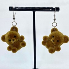Fuzzy Brown Teddy Bear Earrings