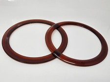8" Round Tortoise Clear Brown Lucite Plastic Craft Purse Handles Rings Vintage