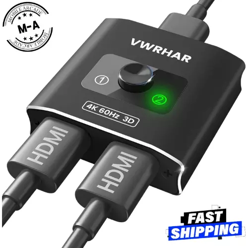 HDMI Splitter Switch 4K@60Hz, 2 In 1 Out/1 In 2 Out for TV, PS5, Xbox Fire Stick - Picture 1 of 7