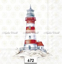 (672) TWO Paper LUNCHEON Decoupage Art Craft Napkins - LIGHTHOUSE BEACH OCEAN
