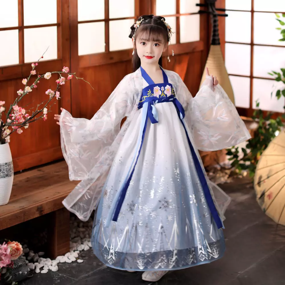Bambine Ragazze Ricamo Hanfu Abito Cinese Abbigliamento Cosplay
