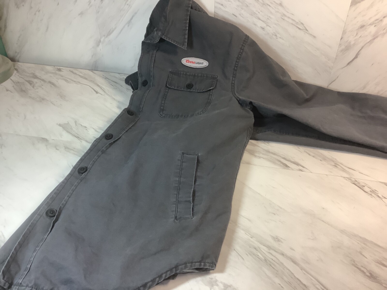 Coors light Techstyles Long Sleeve Work Shirt Gray… Gem