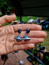 Planet/ Space/ Star/ Dangle Earrings/ Handmade/ Clay/ Unique/ Stainless Steel