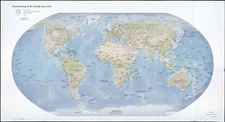 12" x 24" 2011 Physical Map Of The World