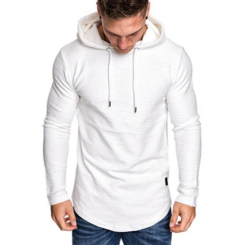 Men's Long Sleeve Muscle Hooded T-Shirt Gym Sports Slim Fit Casual Tops Blouse - Picture 3 of 14