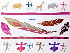 Flash Temporary Adhesive Tattoo Gold Silver Blue Pink 18 Pieces Bracelet G35