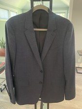 Theory Plaid Blazer Mens 40R Blue Grey 100 Wool Lined Sport Coat