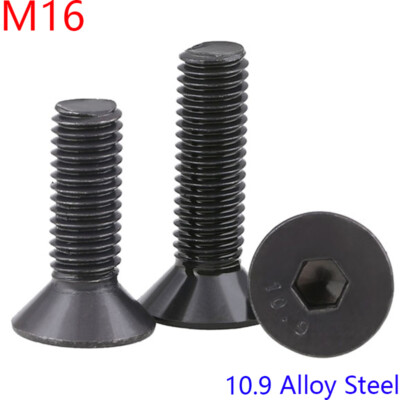 M16 - 2 Black 10.9 Class Alloy Steel Hex Socket Countersunk Head Screw DIN 7991