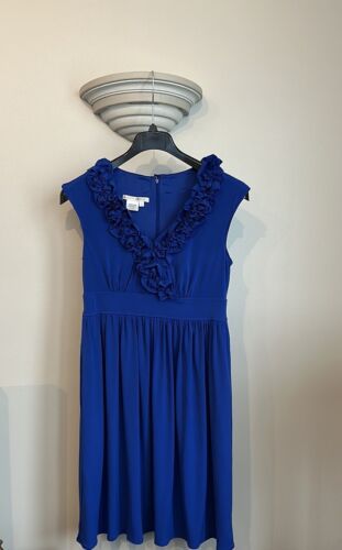 Maggy London royal blue v-neck ruffle dress Size 1