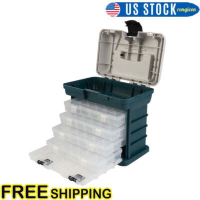 Organizer Toolbox Hardware Tackle Craft Storage Box W/ Removable Drawer Portable
