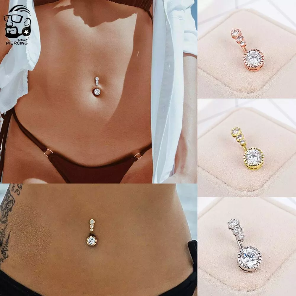 16g Dainty CZ Flower Belly Ring, floating naval ring, dainty belly button  ring | eBay