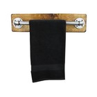 Industrial Silver Towel Rail With Wooden Base - Vintage Look | Rustic Style