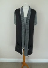 FAB M&S Grey Black Jersey 3 Piece T-Shirt Waistcoat Scarf Set Plus Size 20 BNWT