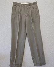 Brooks Brothers 346 Advantage Chino Elliot Pleated Taupe Khaki 36x34 Cuff Hem