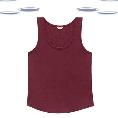 Ex Hush Women s Sleeveless Cotton Slub Tank Top in Maroon Red (Defect)