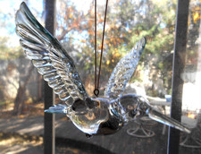 Clear Acrylic HUMMINGBIRD Christmas Ornament 4.5"