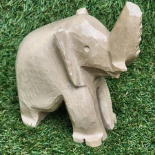 Vintage Hand Carved Stone Elephant Figure Statue Sculpture 3.5” X 7” - BROKEN