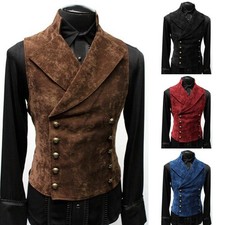 Retro Style Gothic Medieval Double Breasted Waistcoat Victorian Vest for Men