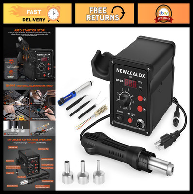 Hot Air Rework Station 500°C Soldering Tool with Adjustable Airflow for BGA ICs,